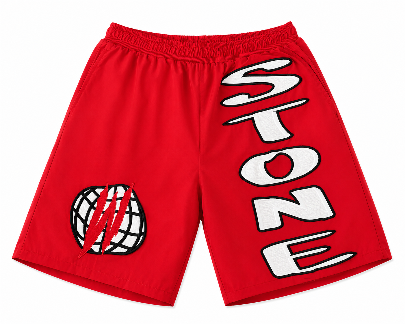 Red “ Stone “ Nylon Summer Shorts