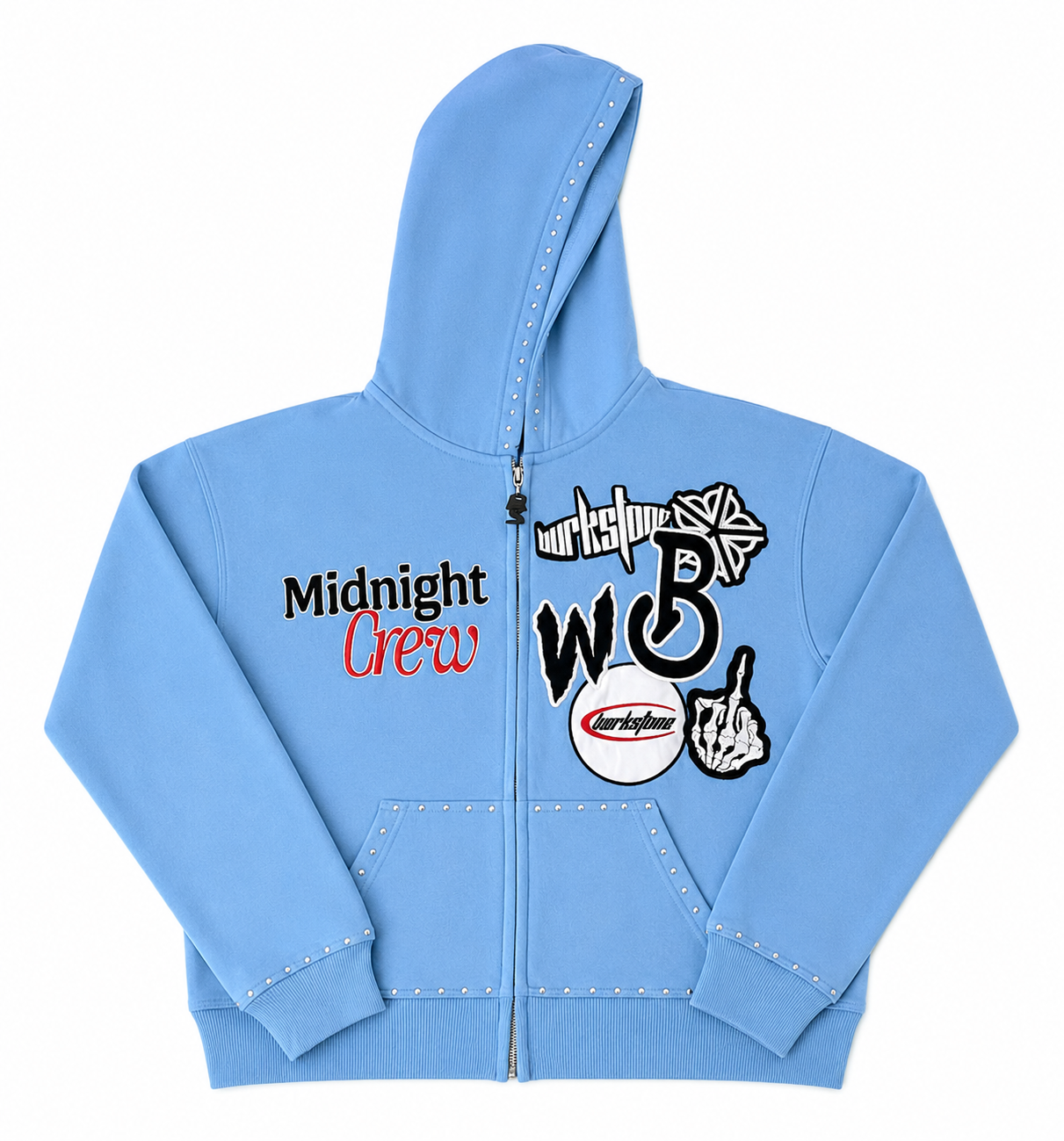 Baby Blue Multi-Patch Logo Hoodie