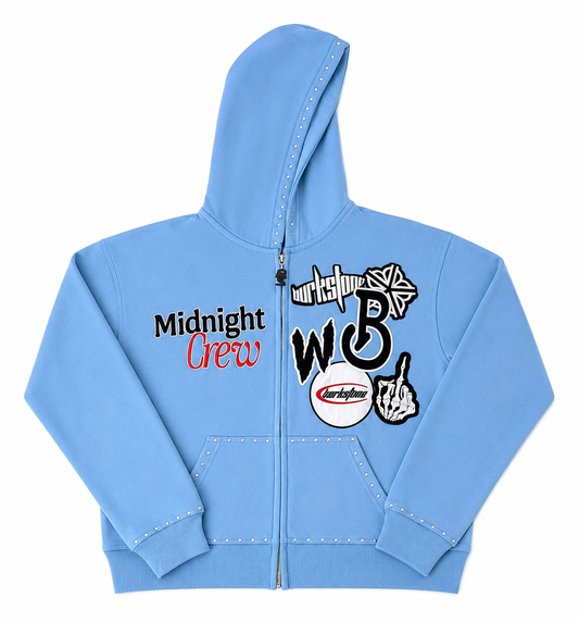 Baby Blue Multi-Patch Logo Hoodie